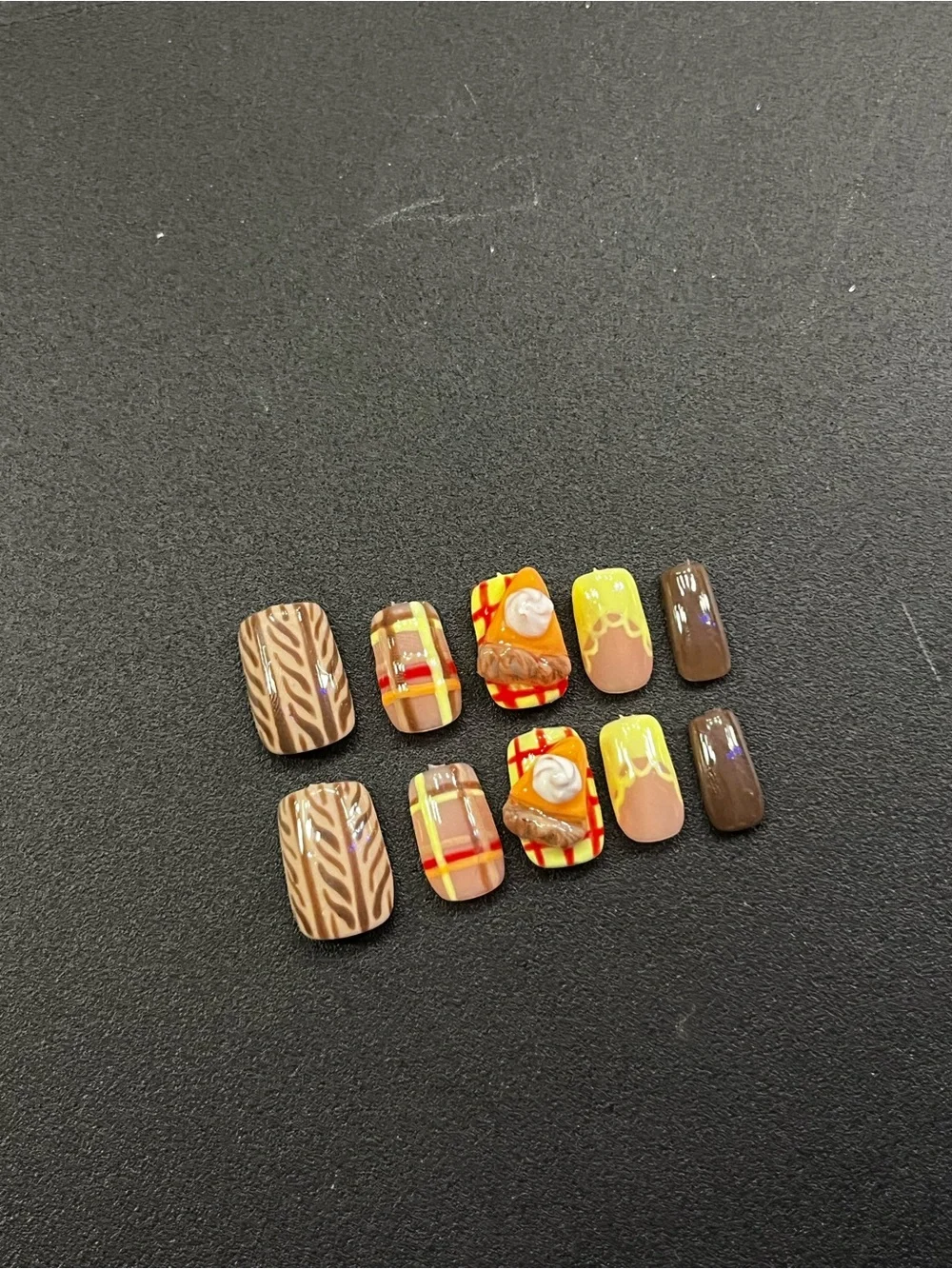 False Nail Set - Yellow & Brown Fashion Press-Ons